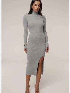 jluxlabel sweater max skirt heather gray